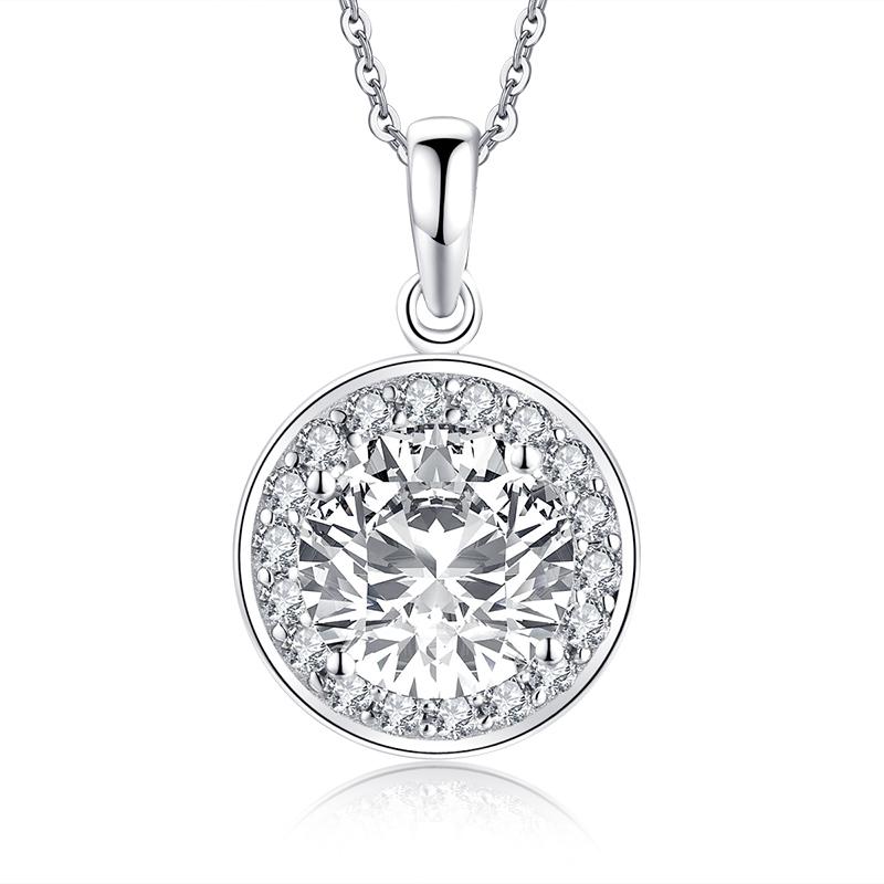 NEW 925 Silver buying Diamond Halo Necklace