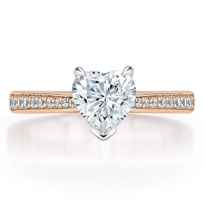 1.20ct  Heart Cut Moissanite Engagement Ring, Classic Style,  Available in White Gold, Platinum, Rose Gold or Yellow Gold