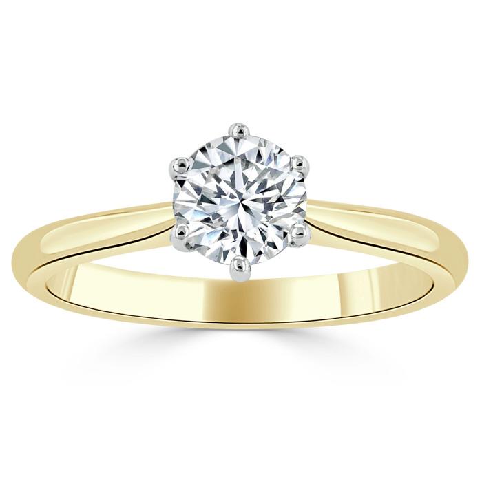 1.00ct  Round Cut Moissanite Engagement Ring, Classic Six Claw,  Available in White Gold, Platinum, Rose Gold or Yellow Gold