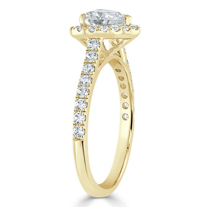 1.45ct  Heart Cut Moissanite Engagement Ring, Classic Halo,  Available in White Gold, Platinum, Rose Gold or Yellow Gold