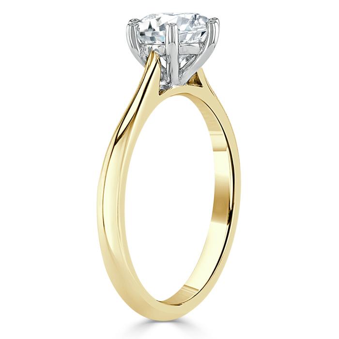 1.00ct  Round Cut Moissanite Engagement Ring, Classic Six Claw,  Available in White Gold, Platinum, Rose Gold or Yellow Gold