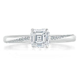 1.00ct Asscher Cut Moissanite Engagement Ring, Classic Style,  Available in White Gold, Platinum, Rose Gold or Yellow Gold