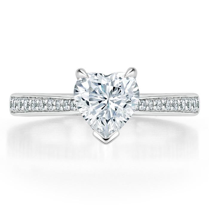 1.20ct  Heart Cut Moissanite Engagement Ring, Classic Style,  Available in White Gold, Platinum, Rose Gold or Yellow Gold