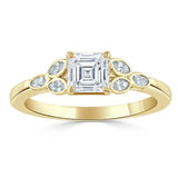 1.00ct Asscher Cut Moissanite Engagement Ring, Vintage Style,  Available in White Gold, Platinum, Rose Gold or Yellow Gold