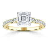 1.20ct Asscher Cut Moissanite Engagement Ring, Classic Style,  Available in White Gold, Platinum, Rose Gold or Yellow Gold