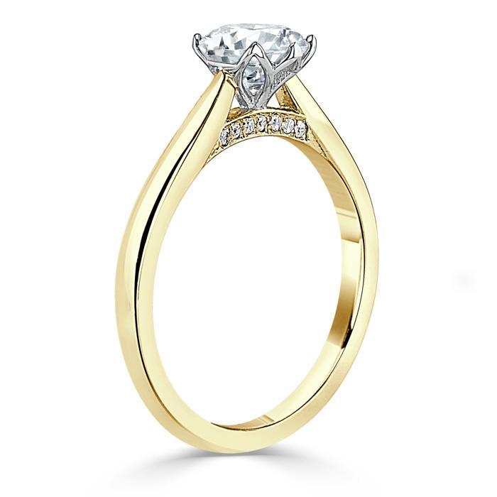 1.00ct  Round Cut Moissanite Engagement Ring, Classic Six Claw,  Available in White Gold, Platinum, Rose Gold or Yellow Gold