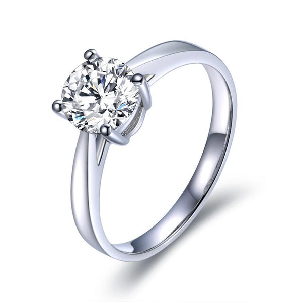 1.00ct Classic Round Cut Moissanite Engagement Ring, Available in White Gold or Platinum