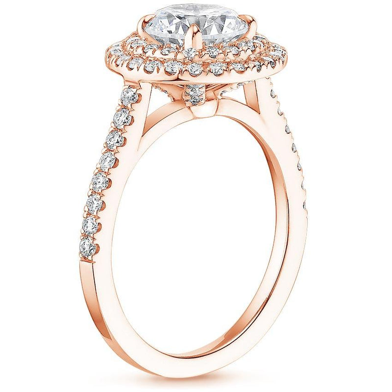 1.75ct Oval Cut Moissanite Double Halo Engagement Ring, Tiffany Style,  Available in White Gold, Platinum, Rose Gold or Yellow Gold