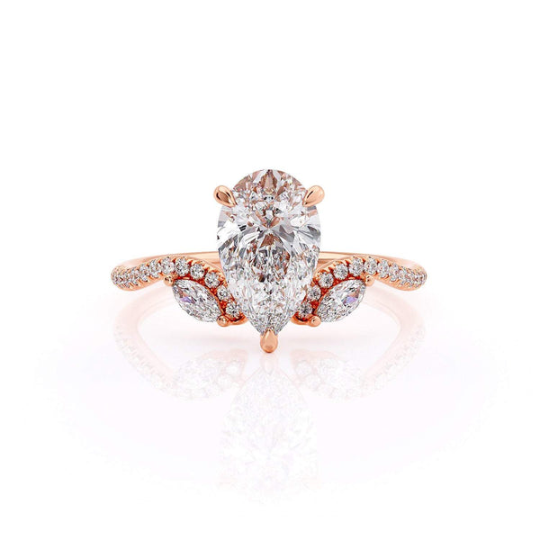 1.50ct Pear Cut Moissanite Engagement Ring, Vintage Boho Design, Available in Rose Gold, White Gold or Yellow Gold