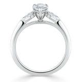 1.50ct Pear Cut Moissanite Engagement Ring, Classic 3 Stone, Available in White Gold, Platinum, Rose Gold or Yellow Gold