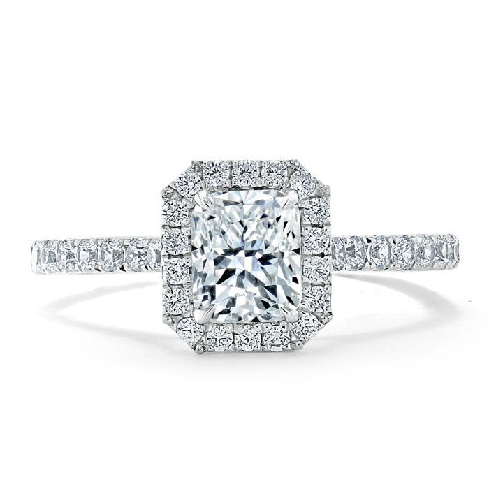 1.45ct Radiant Cut Moissanite Engagement Ring, Classic Style,  Available in White Gold, Platinum, Rose Gold or Yellow Gold