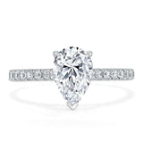 1.25ct Pear Cut Moissanite Engagement Ring, Classic Style, Available in White Gold, Platinum, Rose Gold or Yellow Gold