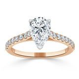 1.25ct Pear Cut Moissanite Engagement Ring, Classic Style, Available in White Gold, Platinum, Rose Gold or Yellow Gold