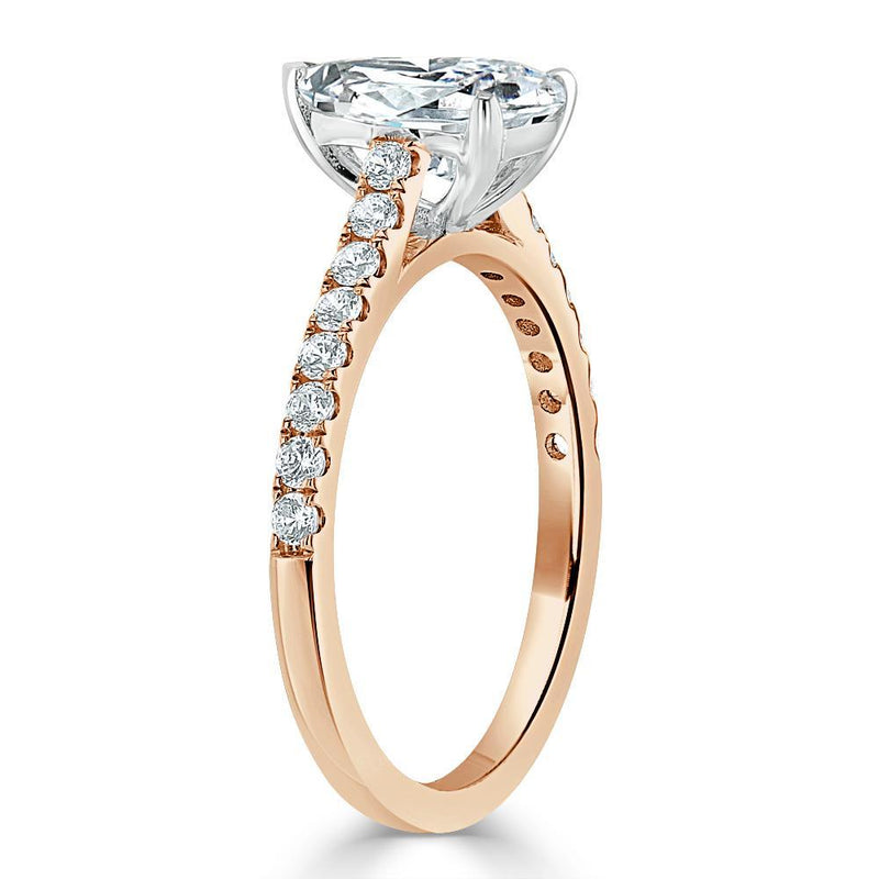 1.25ct Pear Cut Moissanite Engagement Ring, Classic Style, Available in White Gold, Platinum, Rose Gold or Yellow Gold