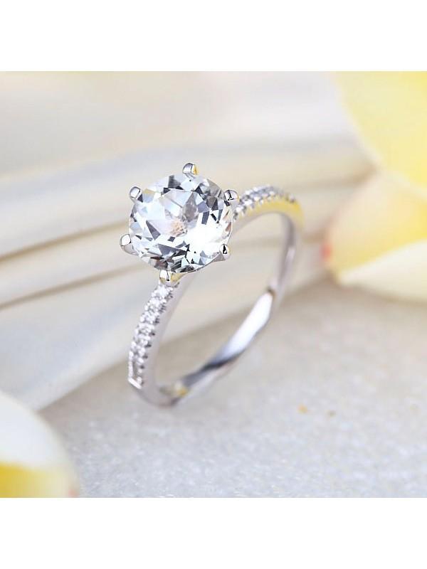 2.00ct White Topaz and Diamond Enagagement Ring, Vintage Inspired, Available in 14kt or 18Kt White, Yellow or Rose Gold