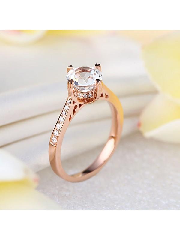 1.20ct Rose Gold, White Topaz Enagagement Ring, Available in 14kt or 18Kt White, Yellow or Rose Gold