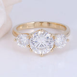 3.50ct Round Cut Moissanite Engagement Ring, Vintage Design, Available in 14Kt or 18Kt Yellow Gold