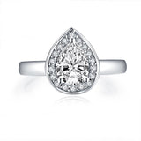 1.75ct Pear Cut Diamond Halo Engagement Ring, Vintage Design, 925 Silver