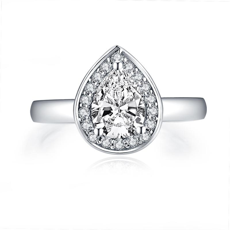 1.75ct Pear Cut Diamond Halo Engagement Ring, Vintage Design, 925 Silver