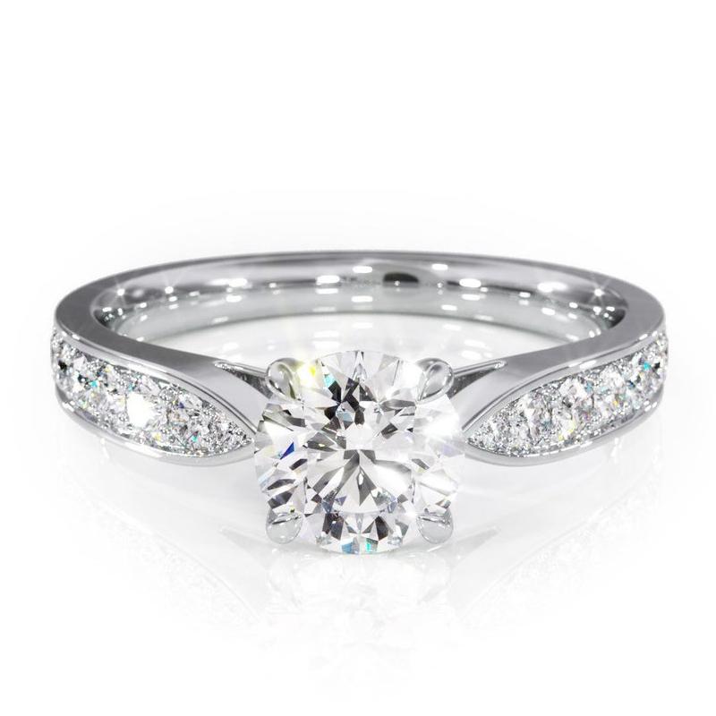 Lab-Diamond, Round Cut Engagement Ring, Choose Your Stone Size and Metal