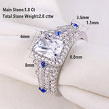 3.25ct Radiant Cut Diamond Ring Set, Bridal Rings, 925 Sterling Silver