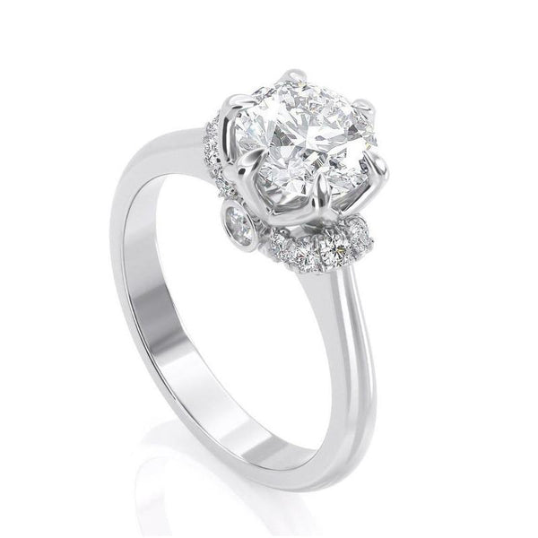 1.00ct Round Cut Moissanite Engagement Ring, Vintage Design, 14Kt 585 White Gold