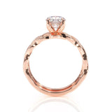 1.00ct Round Cut Moissanite Engagement Ring & Wedding Band Set, 14Kt 585 Rose Gold