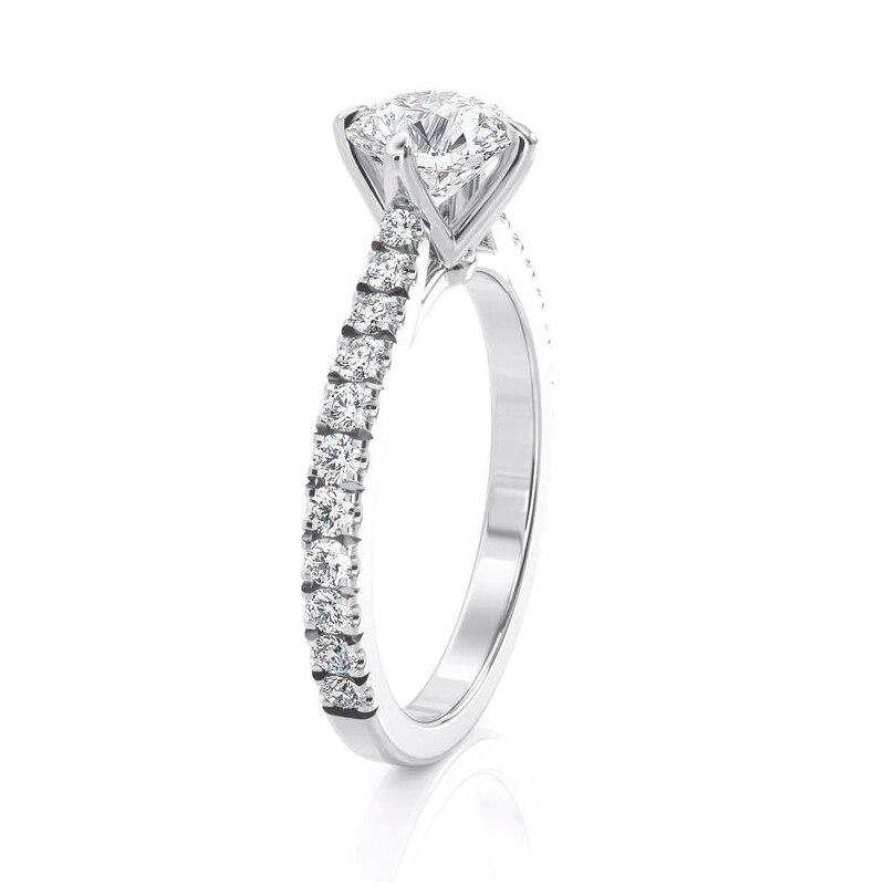 1.00ct Round Cut Moissanite Engagement Ring, 14Kt 585 White Gold