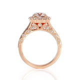 1.00ct Round Cut Moissanite Engagement Ring, Vintage Halo Design, 14Kt 585 Rose Gold