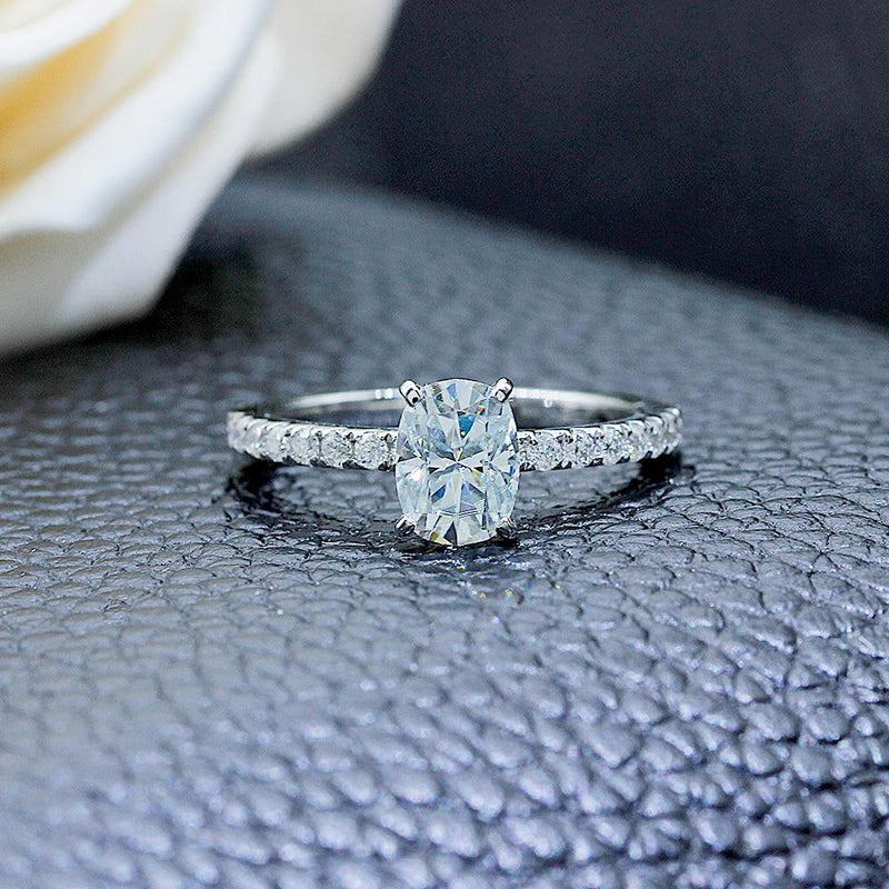 0.75ct Oval Cut Moissanite, Classic Engagement Ring, Available in White Gold or Platinum