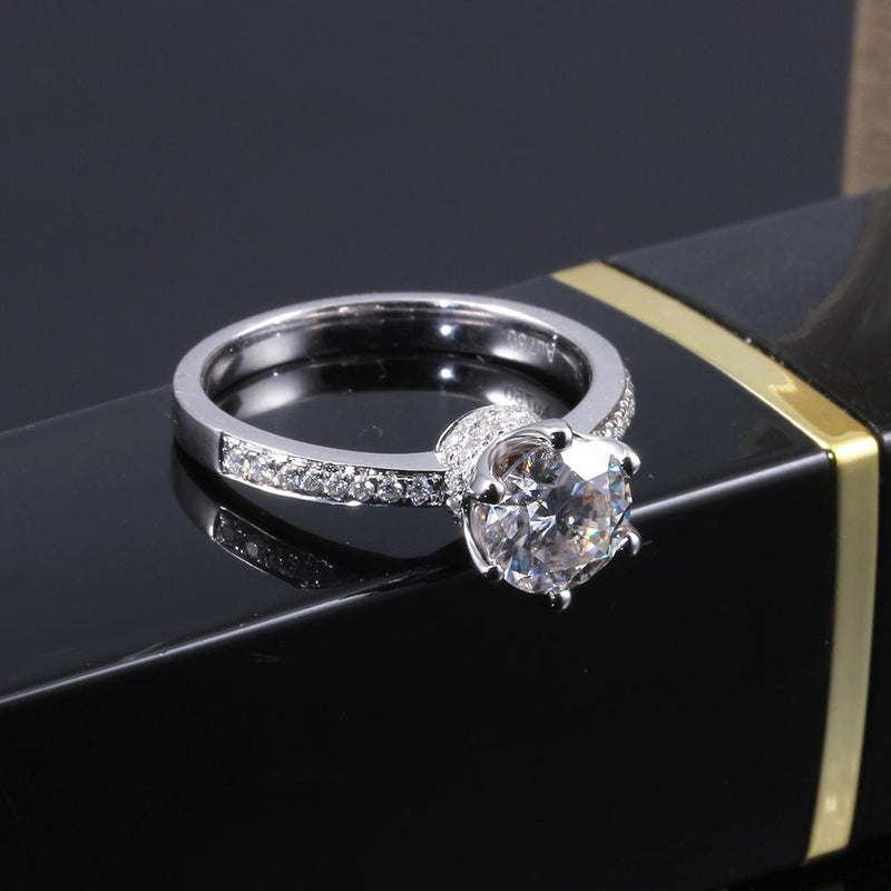 1.00ct Round Cut Moissanite, Classic Engagement Ring, Available in White Gold or Platinum