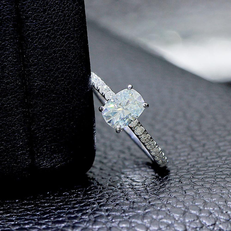 0.75ct Oval Cut Moissanite, Classic Engagement Ring, Available in White Gold or Platinum