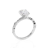 1.00ct Oval Cut Moissanite Engagement Ring, Art Deco Vintage Style, 14Kt 585 White Gold