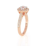 1.00ct Round Cut Moissanite Engagement Ring, Vintage Halo Design, 14Kt 585 Rose Gold