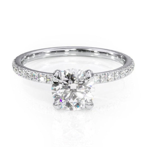 1.00ct Round Cut Moissanite Engagement Ring, Delicate Design, 14Kt 585 White Gold