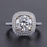 3.00ct Cushion Cut Moissanite, Classic Halo Engagement Ring, 14Kt 585 White Gold