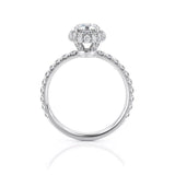 1.00ct Round Cut Moissanite Engagement Ring, Double Halo, 14Kt 585 White Gold