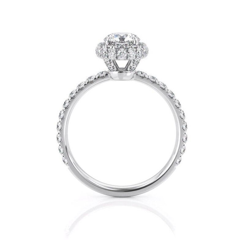 1.00ct Round Cut Moissanite Engagement Ring, Double Halo, 14Kt 585 White Gold