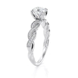 1.00ct Round Cut Moissanite Engagement Ring, 14Kt 585 White Gold