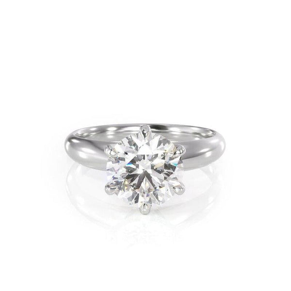 1.00ct Round Cut Moissanite Engagement Ring, Classic Design, 14Kt 585 White Gold