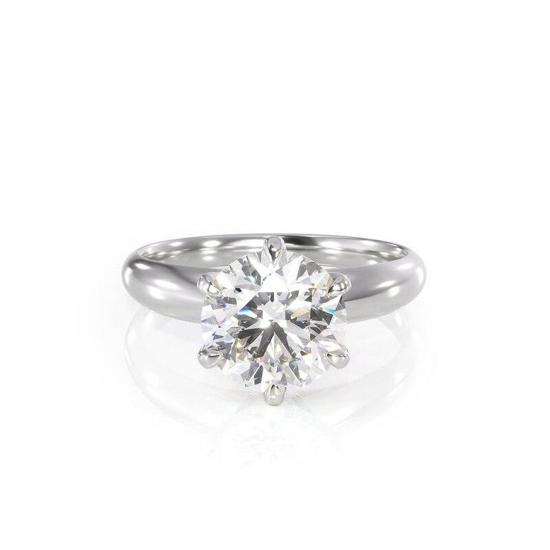 1.00ct Round Cut Moissanite Engagement Ring, Classic Design, 14Kt 585 White Gold