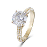 4.00ct Round Cut Moissanite, Classic Engagement Ring, 14Kt 585 Yellow Gold