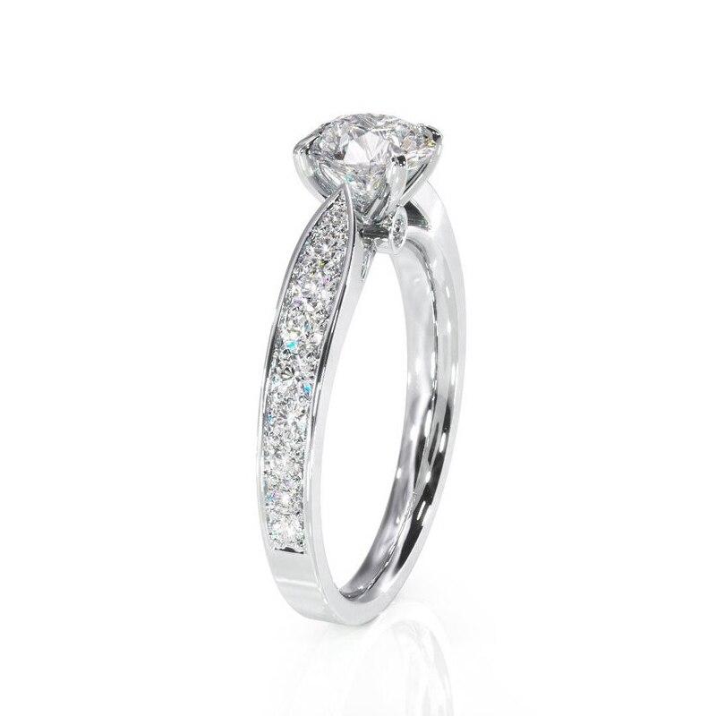 1.00ct Round Cut Moissanite Engagement Ring, 14Kt 585 White Gold