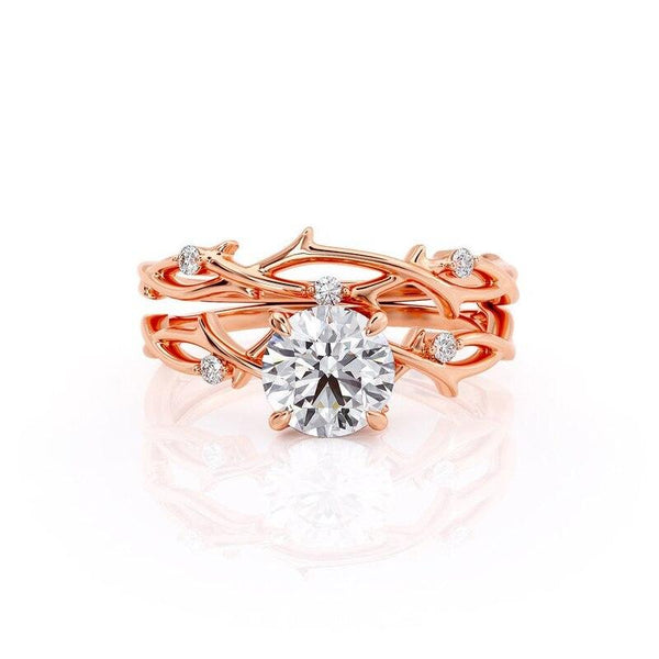 1.00ct Round Cut Moissanite Engagement Ring & Wedding Band Set, 14Kt 585 Rose Gold