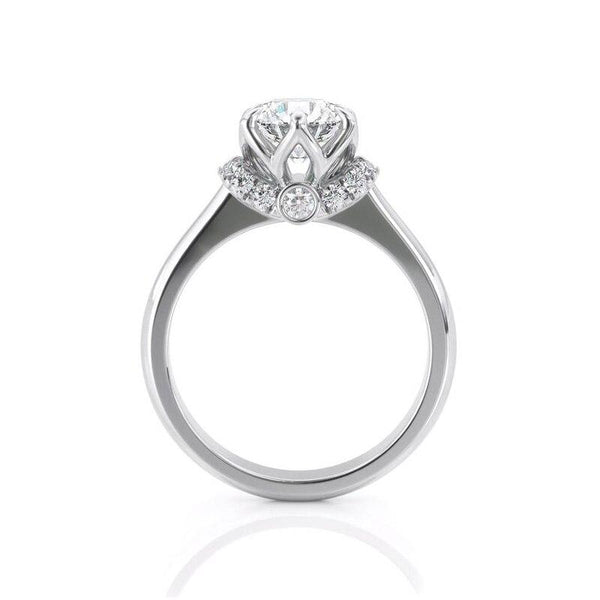 1.00ct Round Cut Moissanite Engagement Ring, Vintage Design, 14Kt 585 White Gold