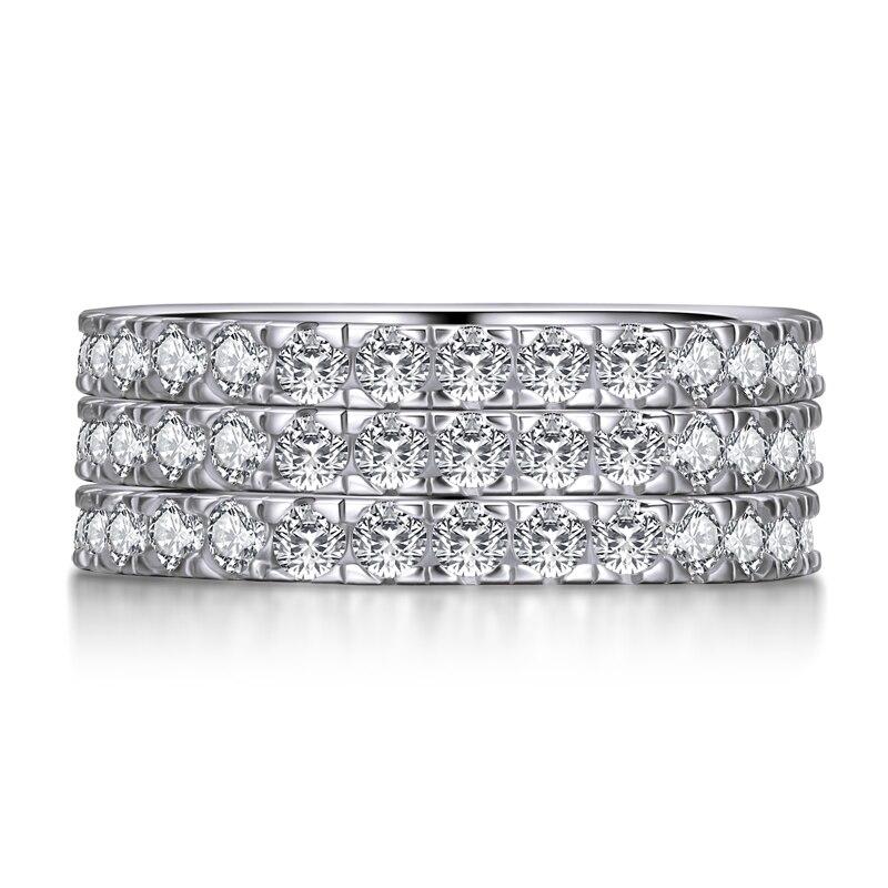 2.25ct Diamond Wedding Bands x 3, Full Eternity Rings, 925 Sterling Silver, x3 Ring Set