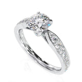 1.00ct Round Cut Moissanite Engagement Ring, 14Kt 585 White Gold