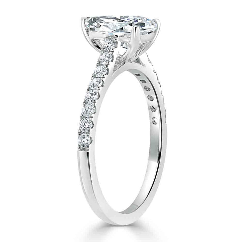 1.25ct Pear Cut Moissanite Engagement Ring, Classic Style, Available in White Gold, Platinum, Rose Gold or Yellow Gold