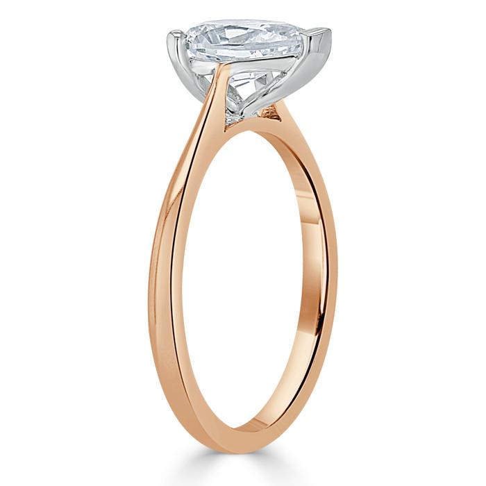 1.00ct Pear Cut Moissanite Engagement Ring, Classic Style, Available in White Gold, Platinum, Rose Gold or Yellow Gold