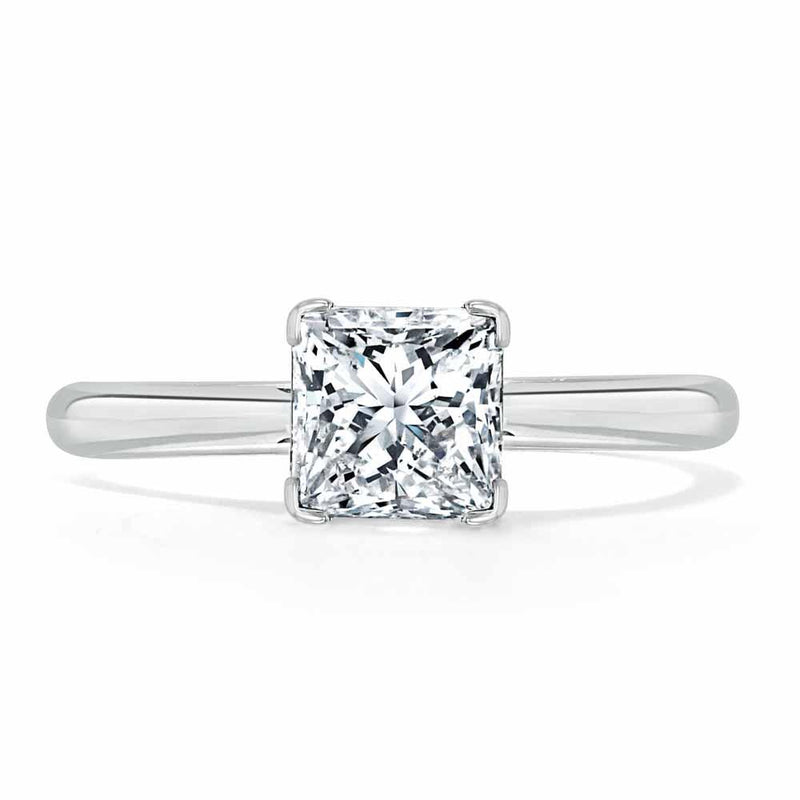 1.00ct  Princess Cut Moissanite Engagement Ring, Classic Style,  Available in White Gold, Platinum, Rose Gold or Yellow Gold